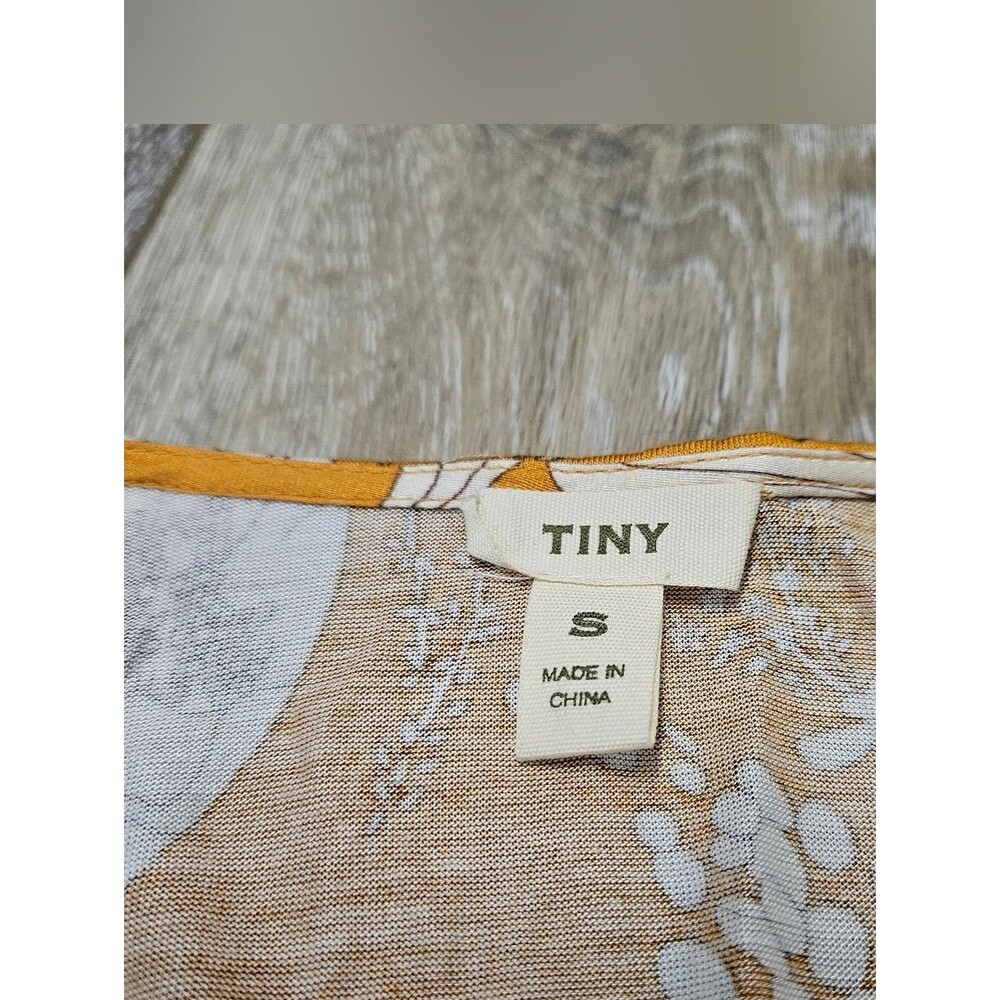 Anthropologie Tiny Floral Surplice V Neck Blouse Top Yellow Gold Women's Small - Picture 6 of 11